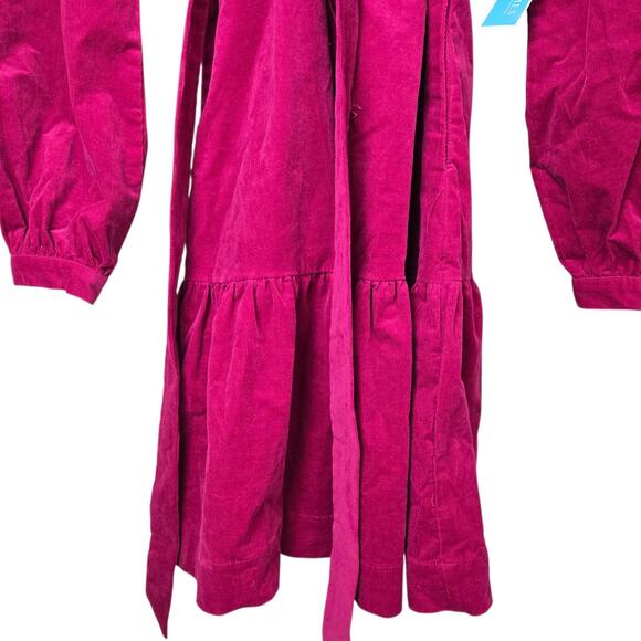 Draper James RSVP Corduroy Shirt Dress Sz Large Fuchsia Belted - Picture 4 of 11